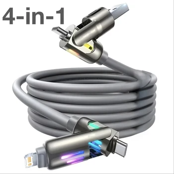 4-in-1 240 W USB Typ C Silikon-Schnellladekabel, für iPhone Huawei Samsung Xiaomi Langlebiges