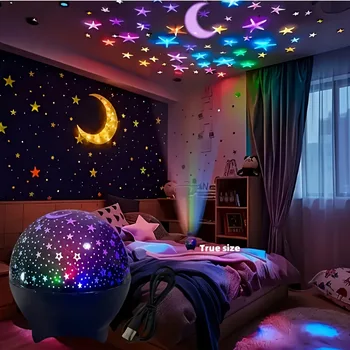 RGB Nachtlichter LED Projektor Licht Sternenmond Galaxy Projektionslampe 5V USB für Kinder Geschenk