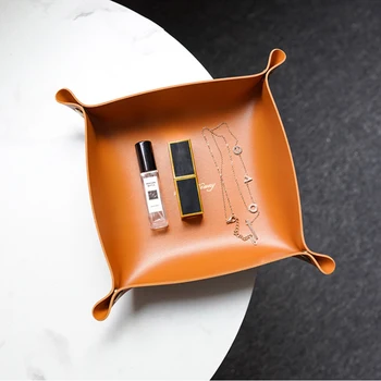 Nordic Stil Leder Ablage Desktop-Organizer Für Schlüssel Schmuck Kosmetische Lagerung Box Klapp Organizer