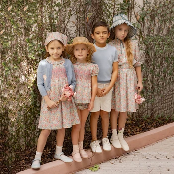 AP Chelsea Bloom Kollektion SS26 Blumen-Smoking-Kleid Baby Mädchen Overall-Set Geschwister Familie Passende