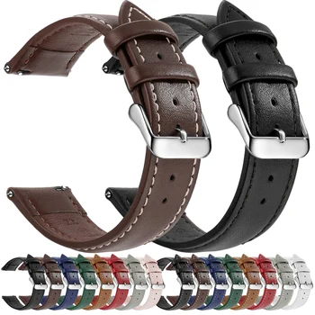 Uhrenarmband aus genarbtem Echtleder, Schnellverschluss 18 mm/20 mm/22 mm Uhrenarmbänder, passend für Samsung