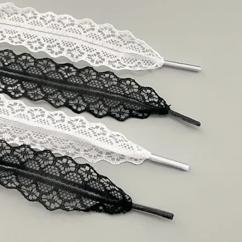 1 Paar süße Spitzen-Schnürsenkel für Damen und Mädchen, breite flache Schnürsenkel für Turnschuhe
