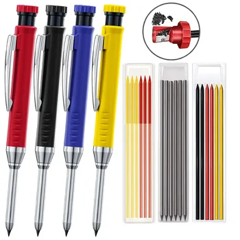 Solider Zimmermanns-Druckbleistift mit Spitzer, Holzbearbeitungswerkzeuge, 2,8 mm, 3 Farben, Nachfüllung