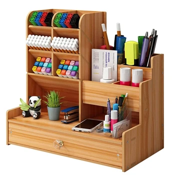 Schreibtisch-Organizer aus Holz, DIY-Desktop-Stifthalter, große Kapazität, Aufbewahrungsbox für Schreibwaren