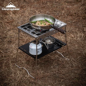 CAMPINGMOON Neuheit G-38 Outdoor Robuster Klappbarer Edelstahl-Campingtisch mit Fußrahmen
