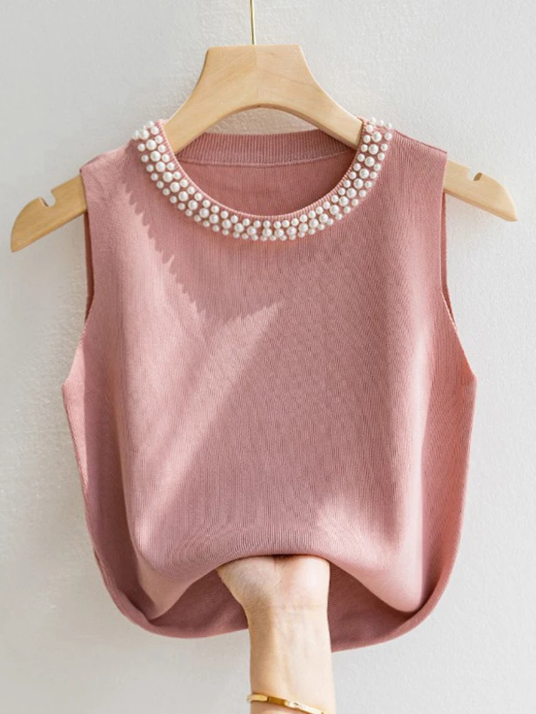 Korea Gestrickte Westen Frauen Top Solide Tank Blusas Mujer – Bild 3