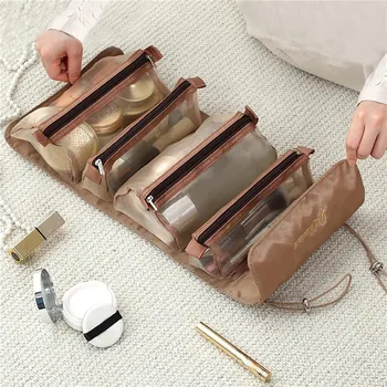 Abnehmbare Kosmetiktasche, tragbar, großes Fassungsvermögen, 4-in-1-Make-up-Taschen, tragbar, faltbar
