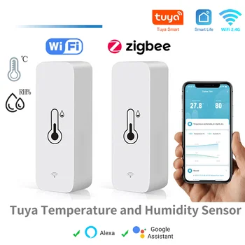 Tuya WiFi Zigbee Temperatur Feuchtigkeit Sensor Smart Home Indoor Hygrometer APP Überwachung Arbeit mit Google