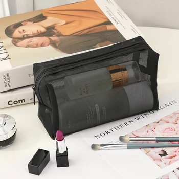 Kosmetik tasche transparent wasch bar faltbar Kultur beutel atmungsaktiv große Kapazität Aufbewahrung snetz