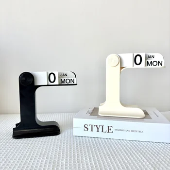 Moderner kreativer ewiger Kalender aus Kunststoff im minimalistischen Stil, Tischkalender