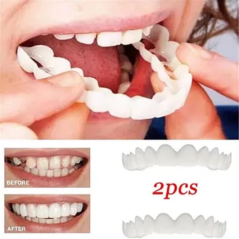 Perfekte Passform, Zahnaufhellung, künstliche Zahnabdeckung, zum Aufstecken, Silikon, Lächeln, Veneers, Zähne