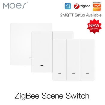 MOES Tuya ZigBee Wireless 9-Szenen-Schalter, Druckknopf, batteriebetriebener Sender, Smart Life