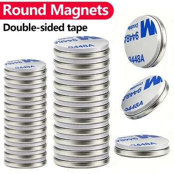 Superstarker Neodym-Magnet mit doppelseitigem Klebeband, runder Magnet N35, starke Permanentmagnete