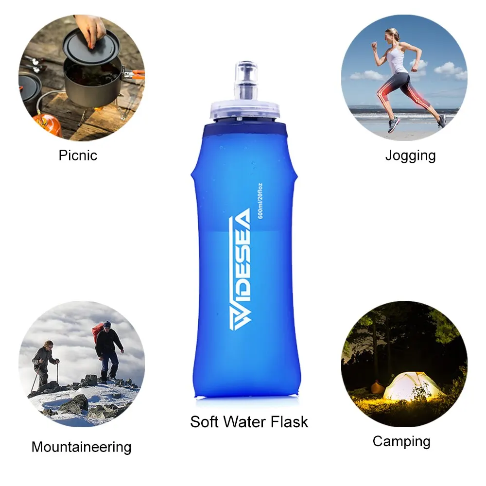 Wideea Camping 600ml Weich wasser flasche Trink sport Falt – Bild 5