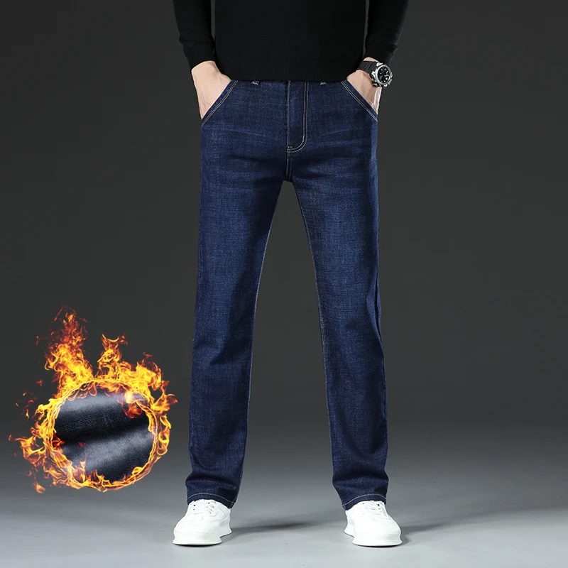 Winter Warme Fleece Jeans männer Dicke Thermische Beiläufige – Bild 6