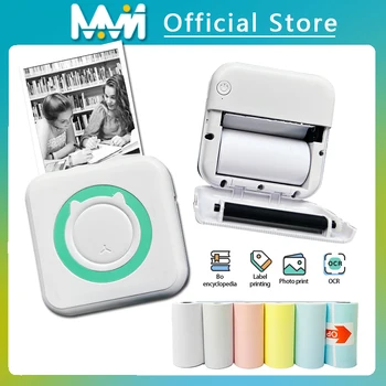 Tragbarer Mini-Thermodrucker, kabellos, BT 203 dpi, Fotoetikett, Memo, falsche Frage, Drucken mit USB-Kabel
