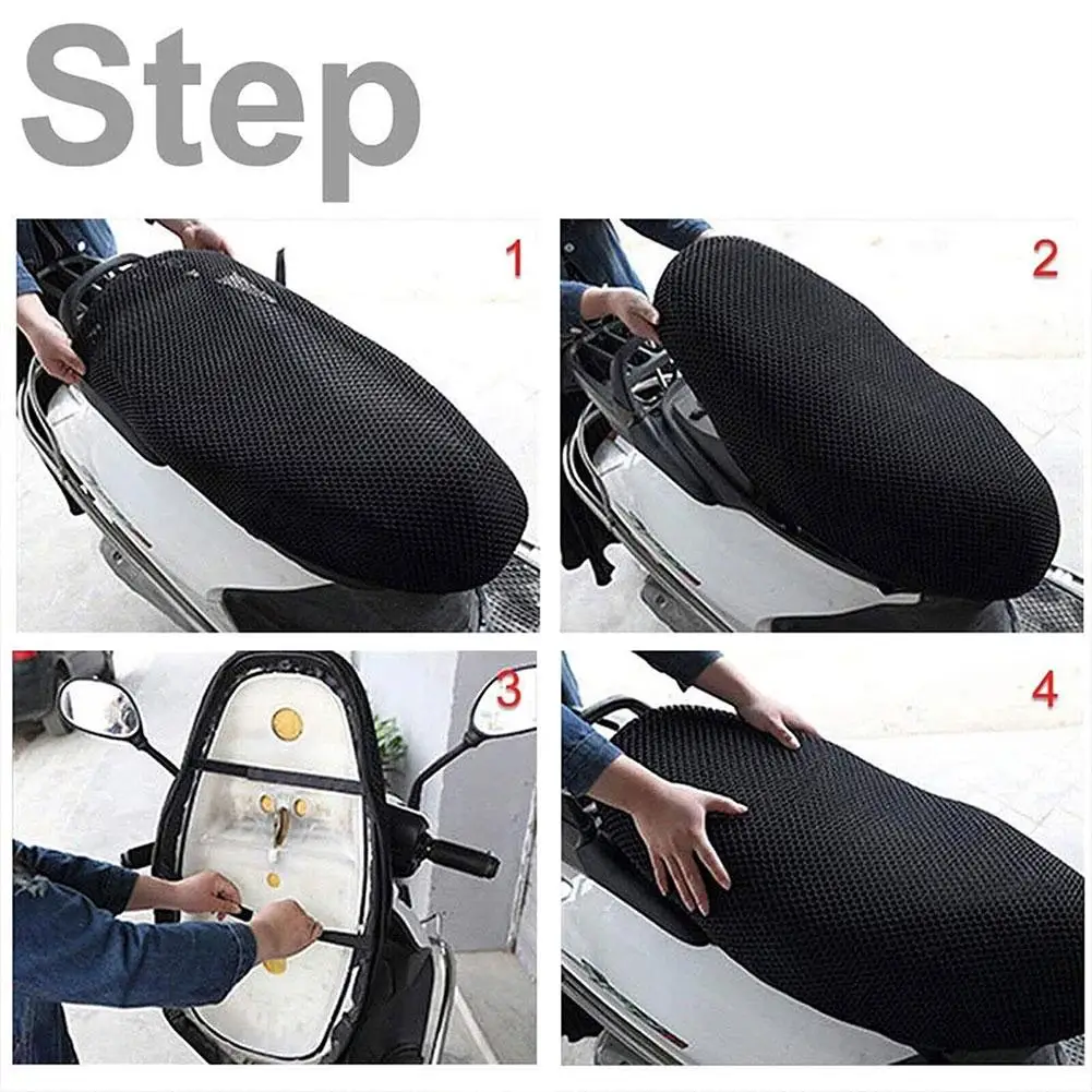 Motorrad 3D Mesh Stoff Anti-skid Pad Roller Sitz Abdeckung – Bild 5