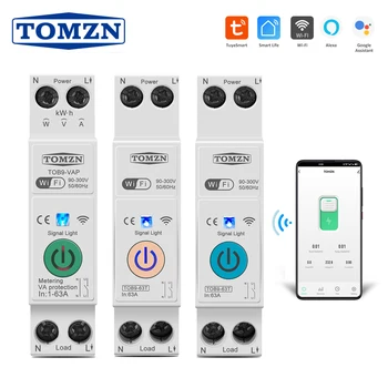 TOMZN 63A 1P+N WLAN Smart-Schalter Energiezähler kWh-Messung Überwachung Timer-Relais MCB TUYA Smartlife