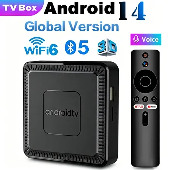 Q7 Smart TV Box Android14 Allwinner H313 8G + 128 GB ROM Dual-Band WiFi 6 Bluetooth 5.2 Google Voice Remote