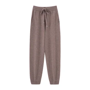 2024 herbst Und Winter Neue 100% Reiner Wolle Flache Kleine Fuß Hosen Frauen Lose Hohe Taille Schlanke
