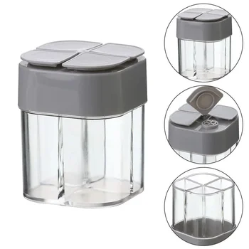 4-in-1 Camping-Gewürzbehälter mit Deckel Transparenter Gewürzspender 4-Fach Outdoor-Kochset Grill Salz