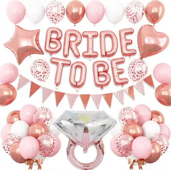 Brautparty-Dekorationen aus Roségold, Junggesellenabschied-Dekoration mit Briefballons „Braut als Banner“