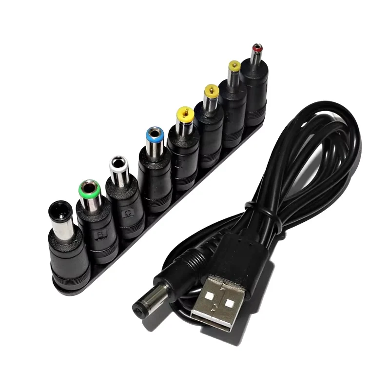 USB auf DC 5,5×2,1 mm Stromkabel 5 V mit 8 Steckern