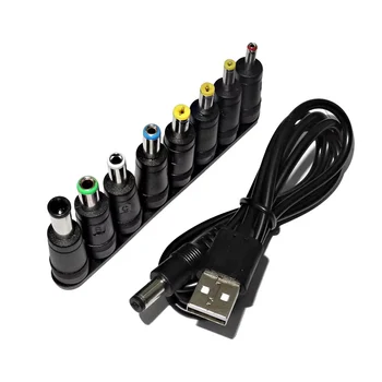 ​ Universelles Stromkabel USB auf DC 5,5 * 2,1 mm Klinke 5 V Ladekabel mit 8 wählbaren Anschlussspitzen