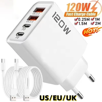 GaN USB-C Ladegerät 120 W, QC 3.0, für iPhone und Samsung