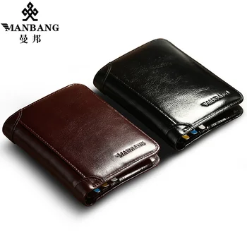 ManBang Klassischen Stil Brieftasche Aus Echtem Leder Männer Brieftaschen Kurze Männliche Geldbörse Karte