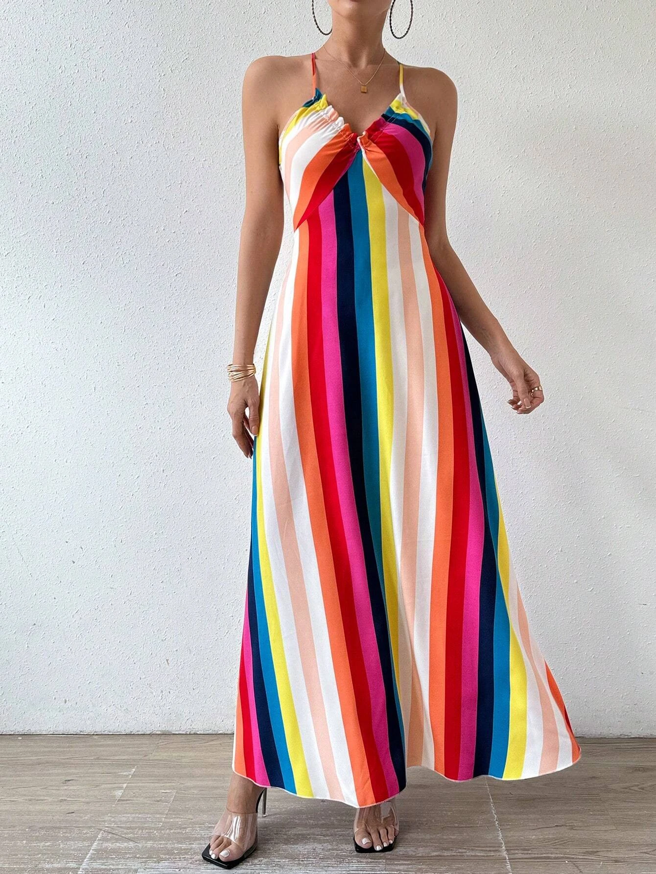 Damen Sommerkleid mit ethnischem Muster, rückenfrei – Bild 6