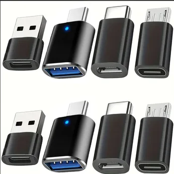 Adapter-Set, USB-Buchse auf Typ-C-Stecker, USB-C-zu-USB-Konverter, Micro-USB-zu-USB-C-Anschluss (8 Stück)
