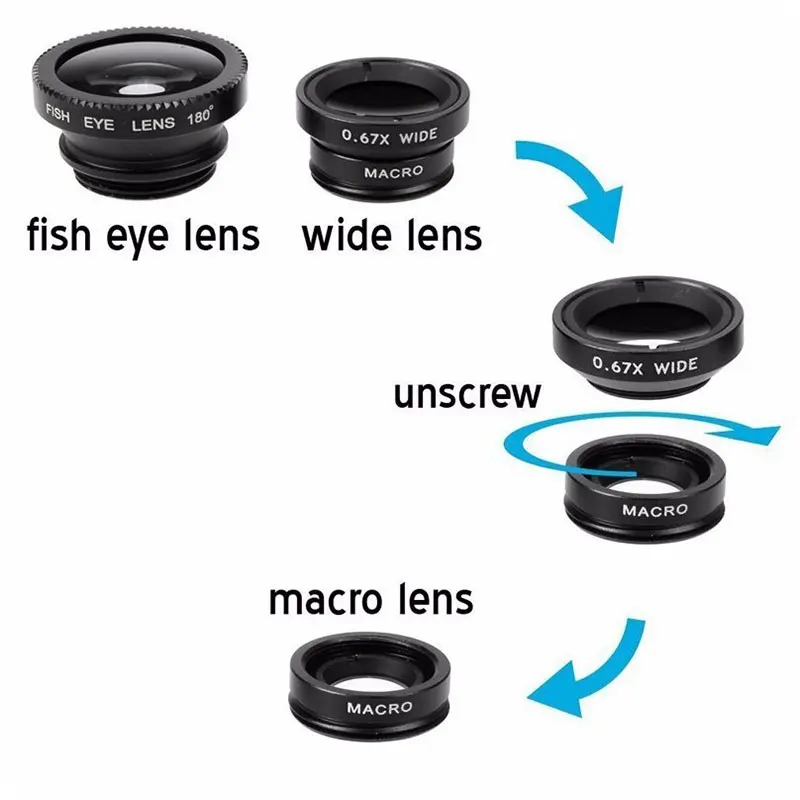 1 Set 3In1 Handy Fisch Auge + Weitwinkel + Makro Leichte – Bild 5