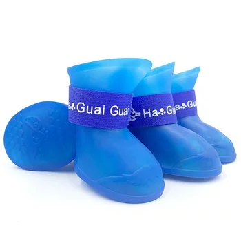 Wasserdichte Haustier-Regenmäntel, rutschfeste Gummistiefel für kleine, mittelgroße und große Hunde (4 Stück)