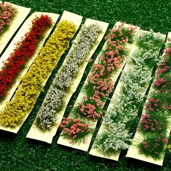 Miniatur Blume Cluster Garten Decor DIY Gras Büschel Gebäude Layout Statische Landschaft Modell 9*1*0,6 cm