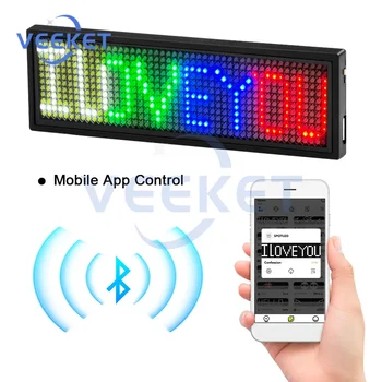 LED-Display-App, Bluetooth, beleuchtetes Abzeichen, leuchtende, sich bewegende Schriftzeichen, einstellbare