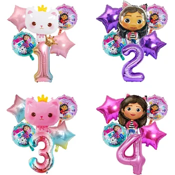 Gabby DollHouse Metallische Luftballons Cartoon Mädchen Geburtstagsparty Dekorationszubehör Baby-Shower Globos