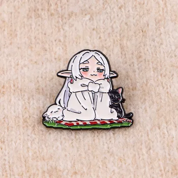 Frieren Anime Mädchen Emaille Pin Manga Abzeichen auf Rucksack Damen Broschen Hut Anstecknadeln Cosplay