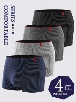 Herren-Boxerunterwäsche. Weiche, atmungsaktive und bequeme Herren-Slips. Gestreifte, trendige (4 Stück)
