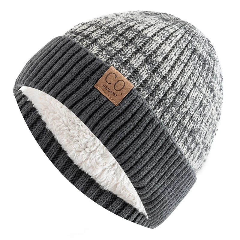 Neue Unisex Zwei-Ton Winter Hüte Hinzufügen Pelz Gefüttert