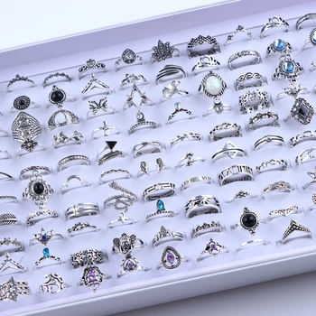 Vintage Böhmen Geometrie Blumen Blatt Ringe Für Charme Frauen Mix Stil Farbe Mode Schmuck Geschenk (20 Stück)