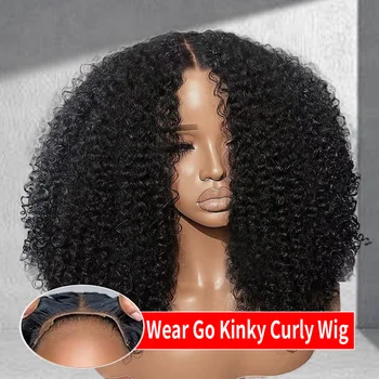 300 % verworrene lockige leimlose Perücken, Echthaar, 4C-Kanten, Afro-Locken, 13 x 6 Spitze-Frontal-Perücke
