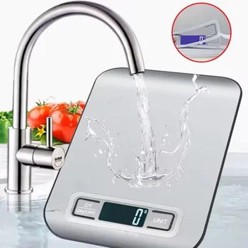 Digitale Küchenwaage mit LED-Anzeige 5kg/1g Edelstahl Elektronische Waage für Lebensmittel Schmuck Snacks