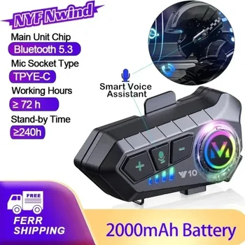 Y10 Bluetooth 5,3 Helm Headset Drahtlose Freisprechen Telefon Kit Motorrad Wasserdichte Kopfhörer Musik Player