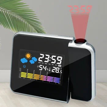 LED Rotierenden Projektion Farbbildschirm Digitale Projektion Elektronische Uhr Farbe Display Wecker Hause