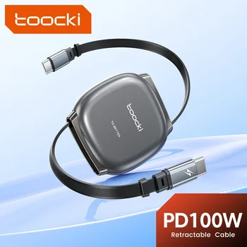 Toocki 100W Typ-C Einziehbares Kabel für iPhone 16 15 Pro Max Samsung Schnellladekabel Mini-Format 480Mbps