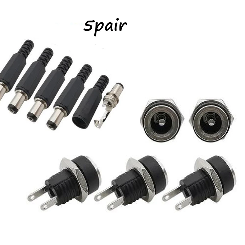 DC-Einbaubuchse und Stecker 12 V, Schraubmontage, 5 Paar – Bild 2
