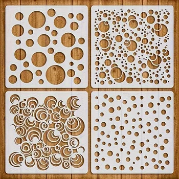 5,1 Zoll Kreis-Punktmuster-Schablone für DIY-Malerei auf Holz, Stoff, Papier, Wanddekoration (4 Stück)