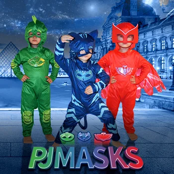 Blau Rot Grün Overalls Cartoon Pj Cosplay Kostüm mit Maske Nacht Held Halloween Geburtstag Party Kleid Sets