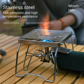 Outdoor Edelstahl Herd Halter Camping Tragbare Falten Mini Grill Rack Topf Halter Backblech Halter